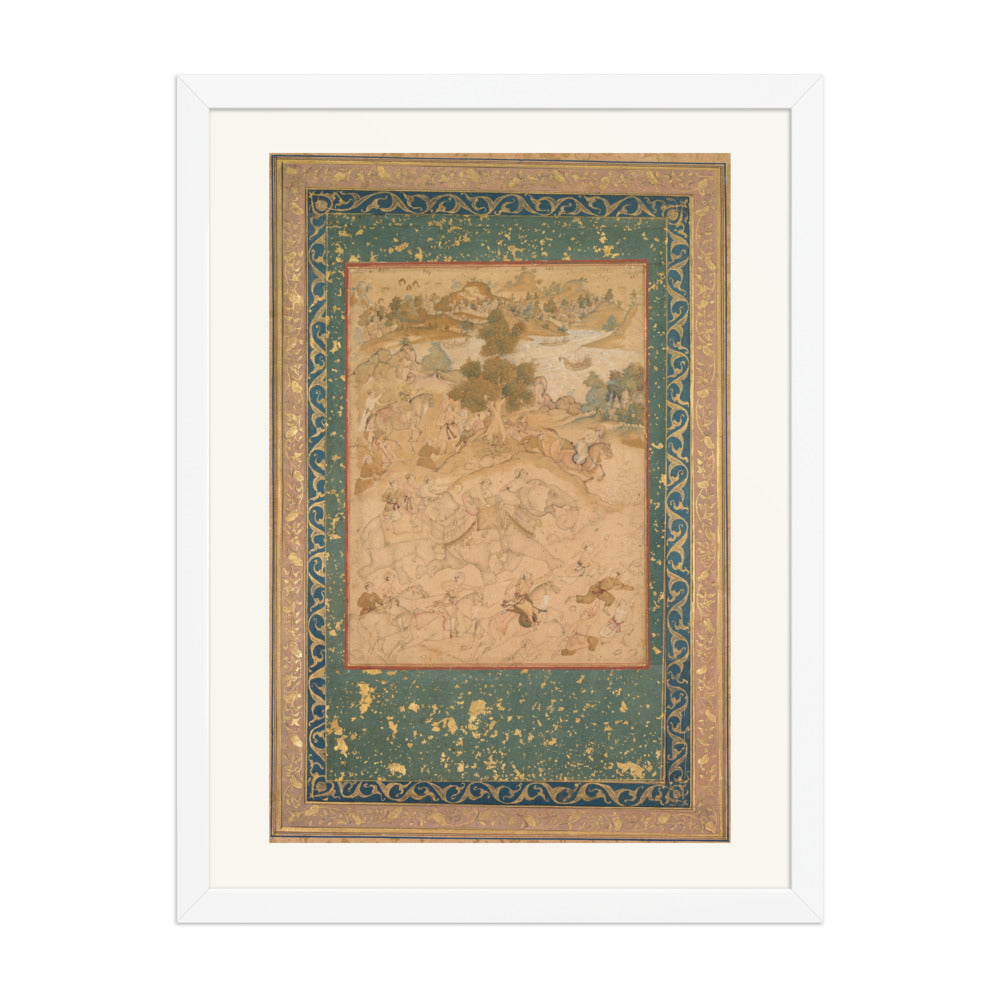 Akbar Supervising the Capture of Wild Elephants at Malwa, 1564 | Restored Mughal Wall Art — view 5