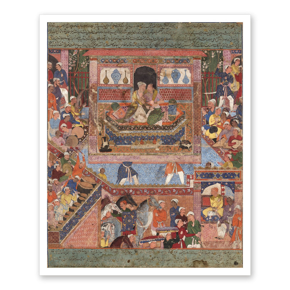 Feridun Converts to Islam and Marries — Mughal Folio | Restored Mughal Wall Art — view 7