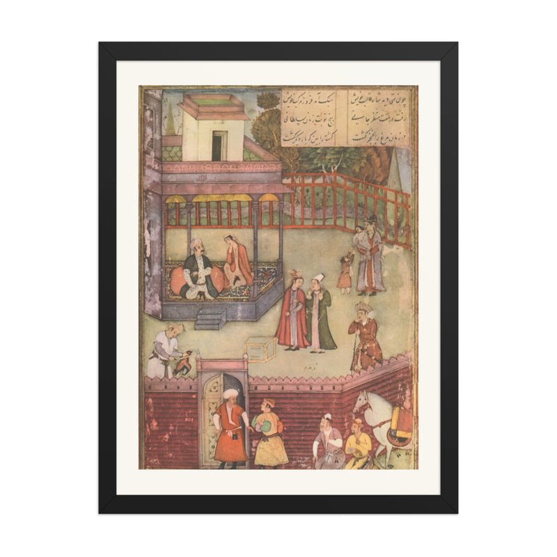 The Green Pavilion — Khamsa (Hasht Bihisht) Folio | Restored Mughal Wall Art