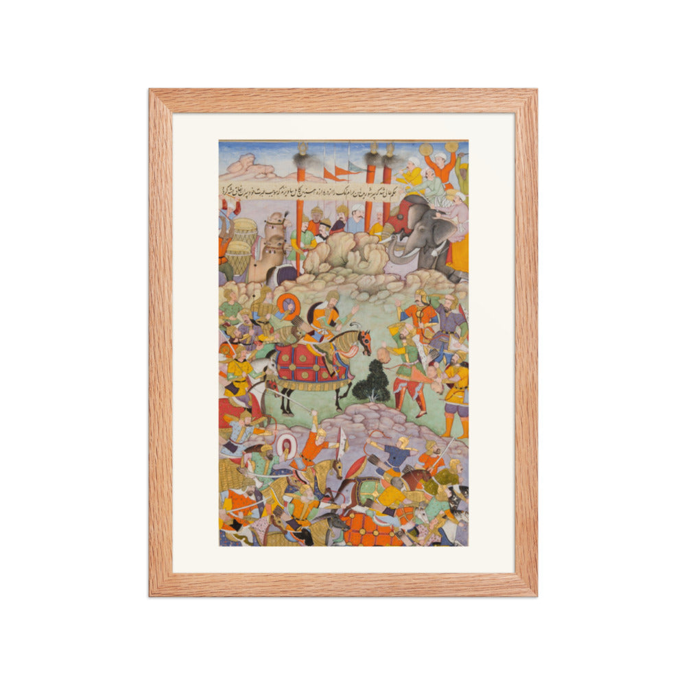 Humayun Receives the Head of Qaracha Khan — Akbarnama Folio | Restored Mughal Wall Art — view 2