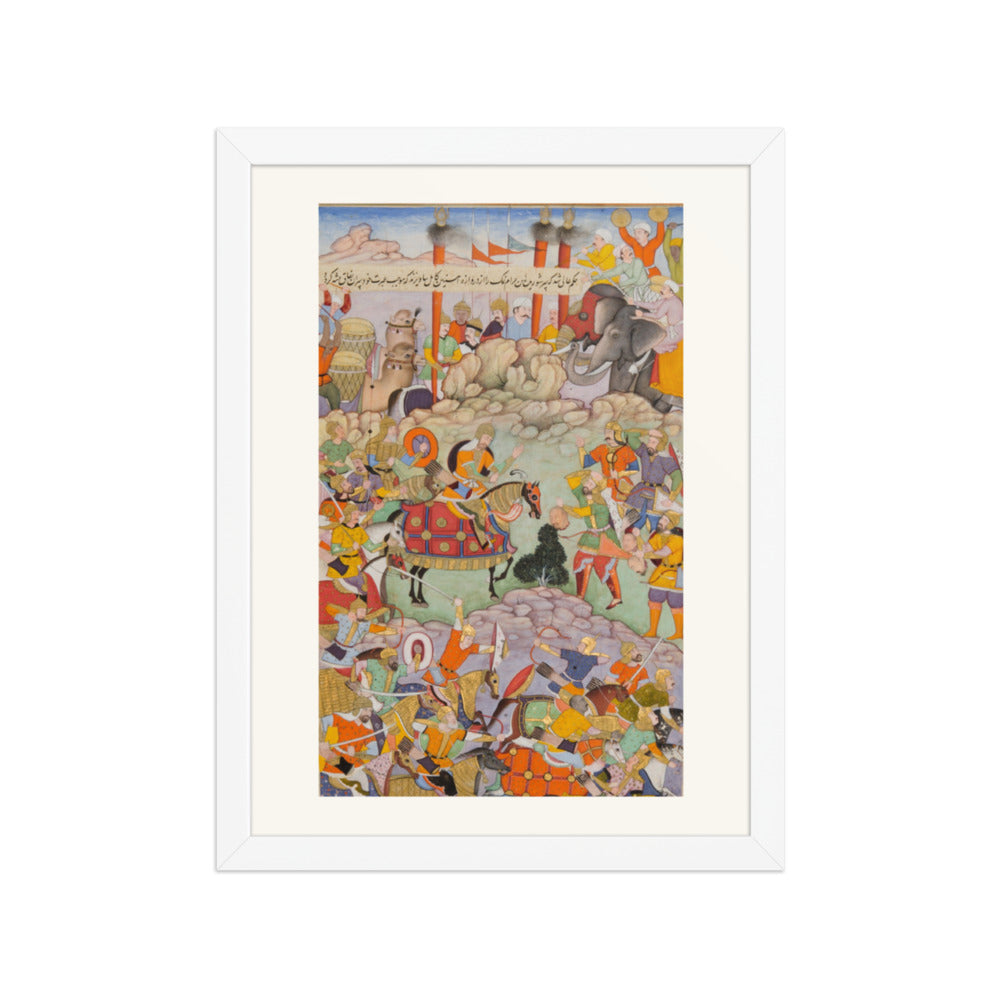 Humayun Receives the Head of Qaracha Khan — Akbarnama Folio | Restored Mughal Wall Art — view 3