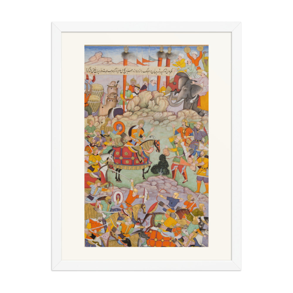 Humayun Receives the Head of Qaracha Khan — Akbarnama Folio | Restored Mughal Wall Art — view 6