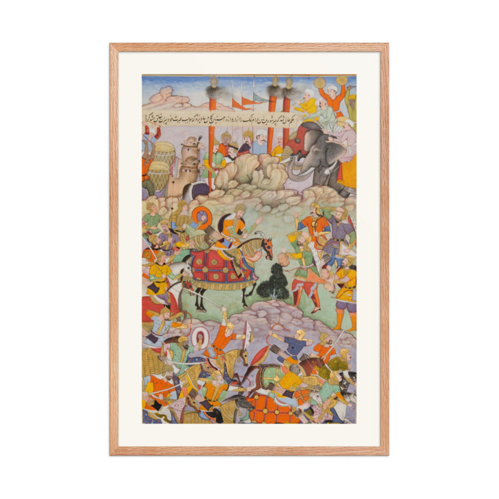 Humayun Receives the Head of Qaracha Khan — Akbarnama Folio | Restored Mughal Wall Art — view 8