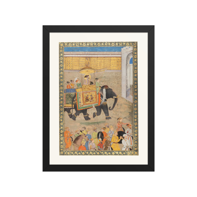 Shah Jahan Entering His Palace at Burhanpur — Padshahnama Folio | Restored Mughal Wall Art