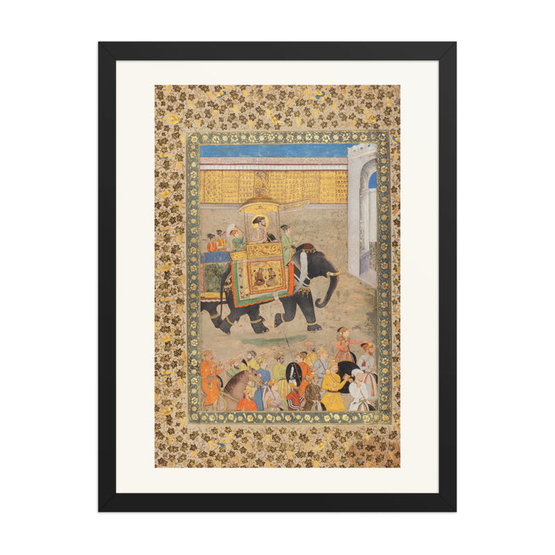 Shah Jahan Entering His Palace at Burhanpur — Padshahnama Folio | Restored Mughal Wall Art