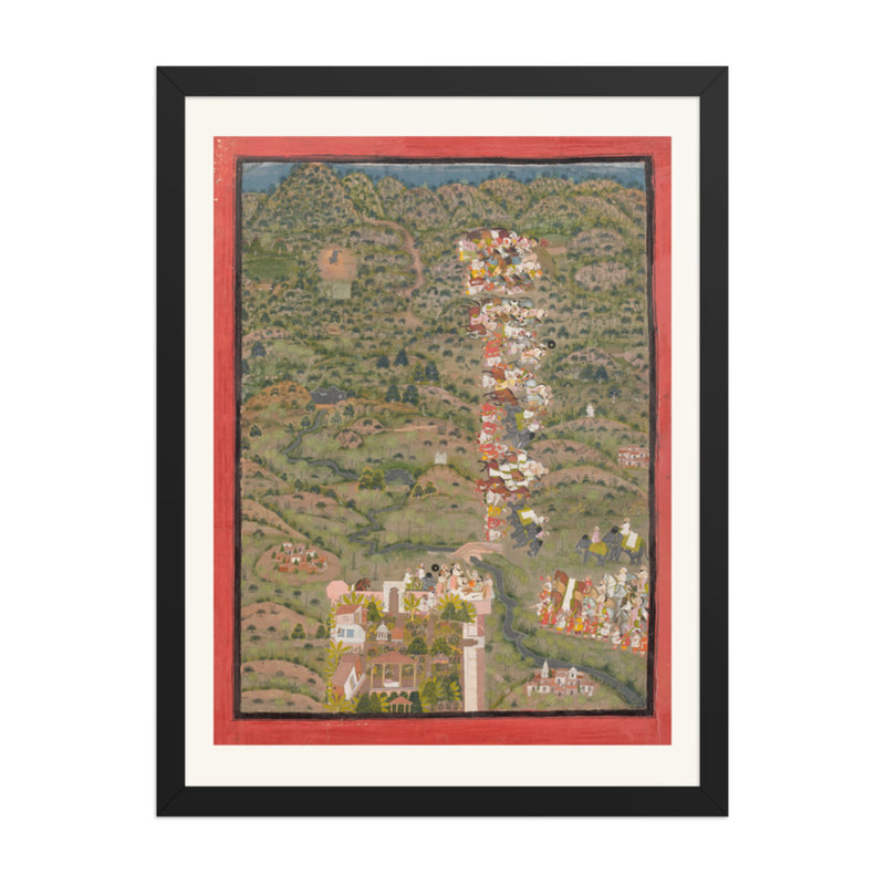 Maharana Sangram Singh II Visiting Gosain Nilkanthji | Restored Indian Miniature