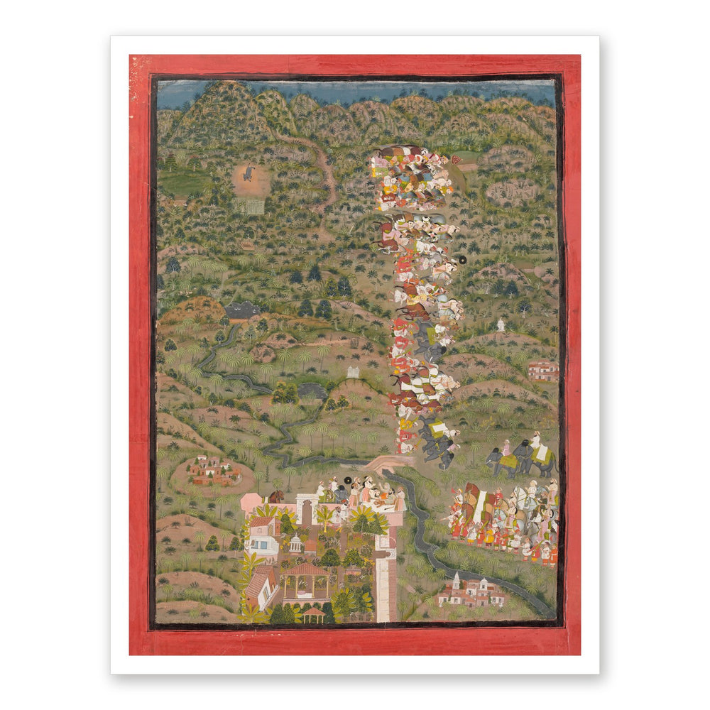 Maharana Sangram Singh II Visiting Gosain Nilkanthji | Restored Indian Miniature — view 7