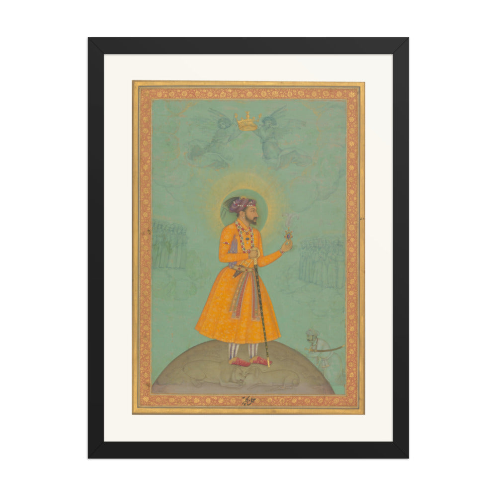 The Emperor Shah Jahan Standing on a Globe | Restored Mughal Wall Art — view 4