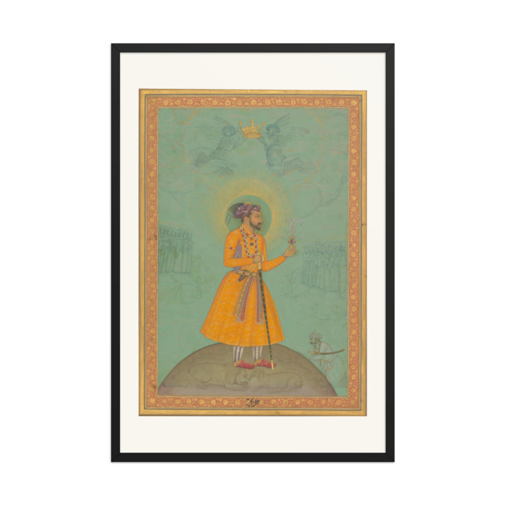 The Emperor Shah Jahan Standing on a Globe | Restored Mughal Wall Art — view 7