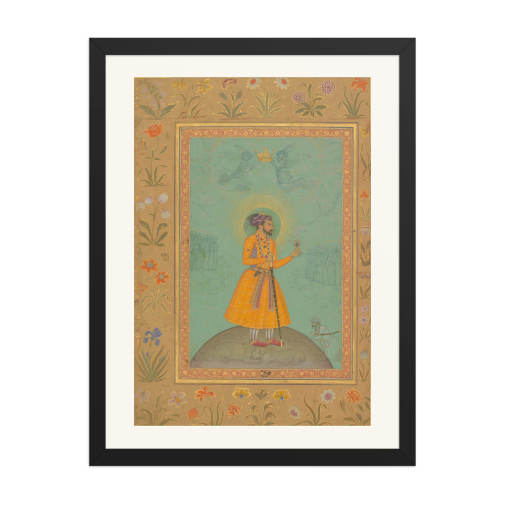 Jujhar Singh Bundela Kneels in Submission to Shah Jahan | Restored Mughal Wall Art — view 1