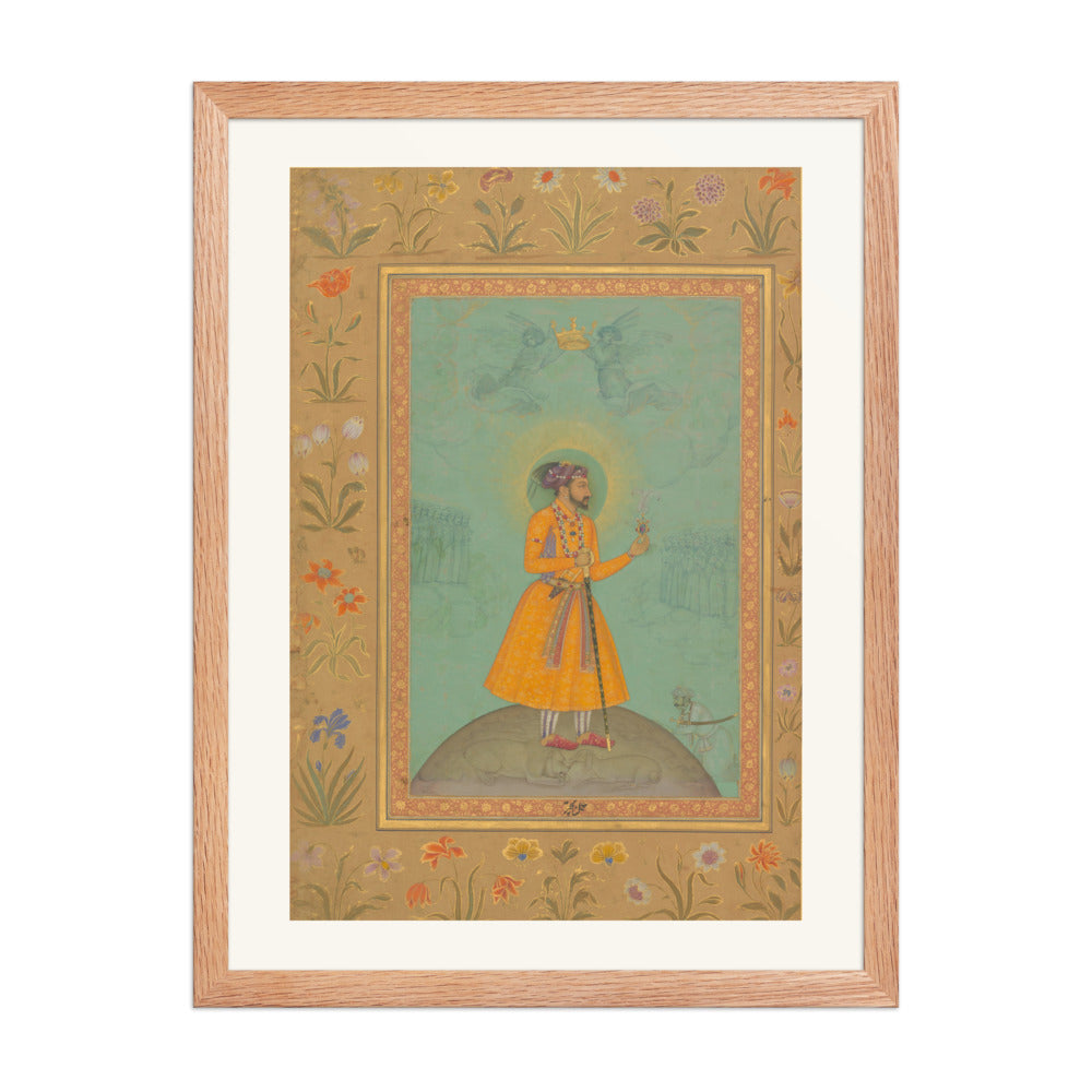 Jujhar Singh Bundela Kneels in Submission to Shah Jahan | Restored Mughal Wall Art — view 3