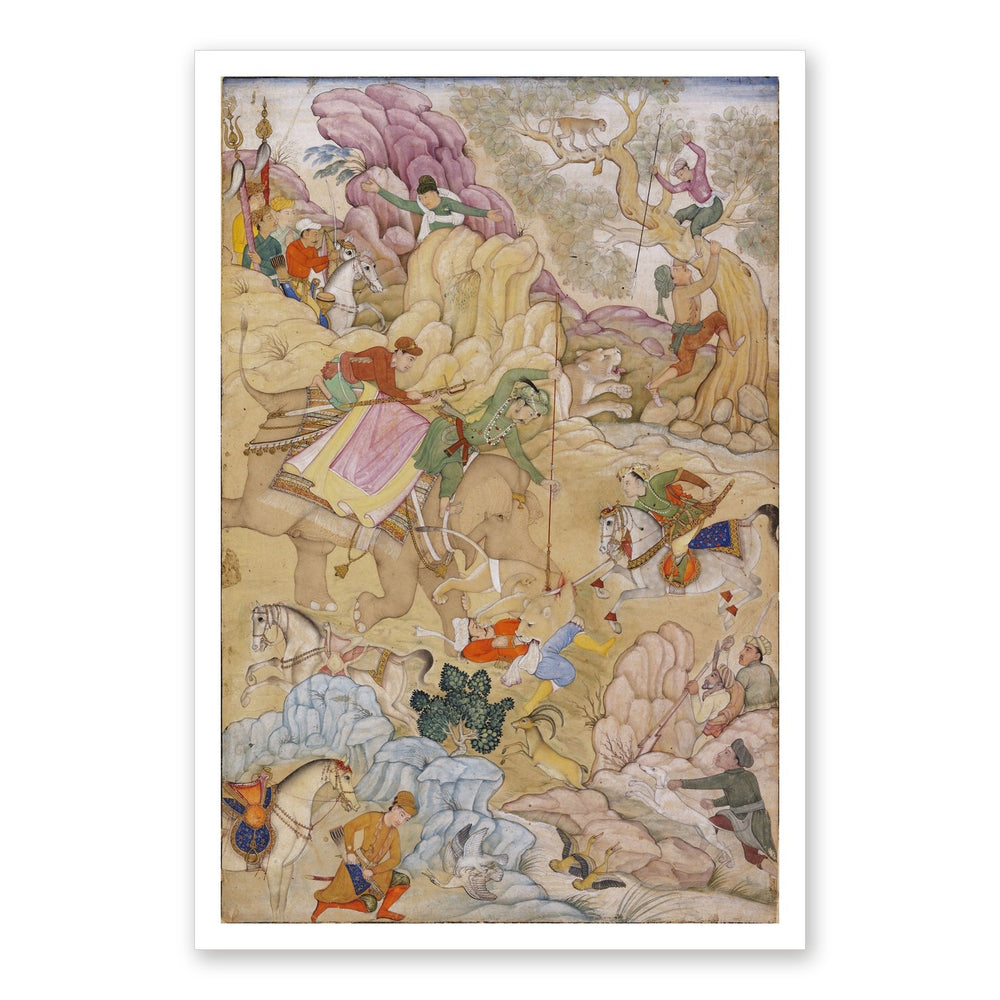 Jahangir's Lion Hunt | Restored Mughal Wall Art — view 7
