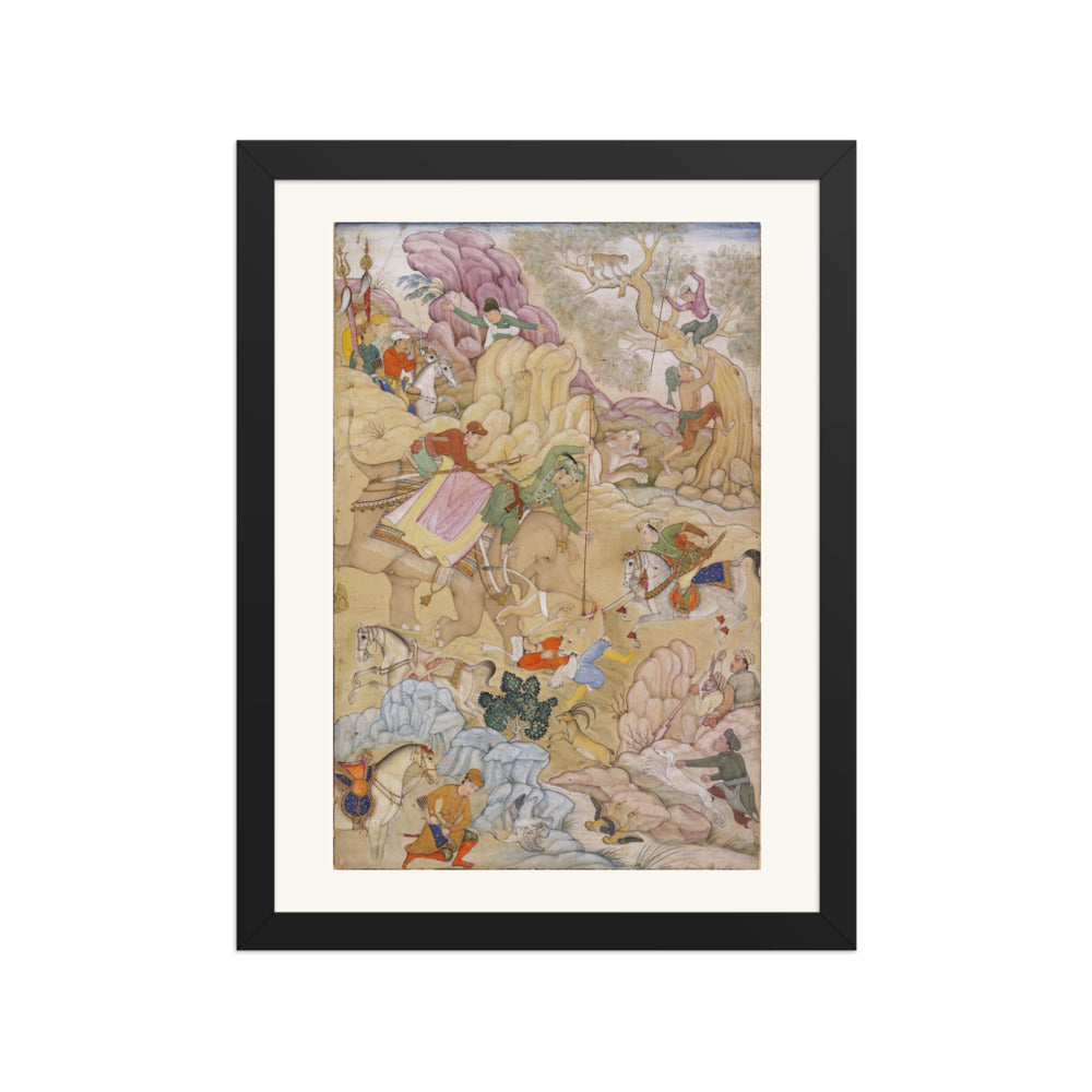 Jahangir's Lion Hunt | Restored Mughal Wall Art — view 2