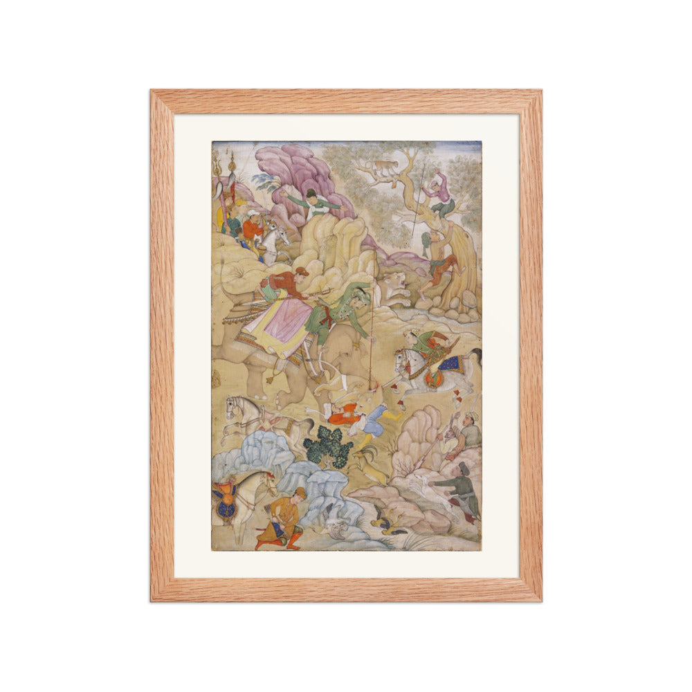 Jahangir's Lion Hunt | Restored Mughal Wall Art — view 4