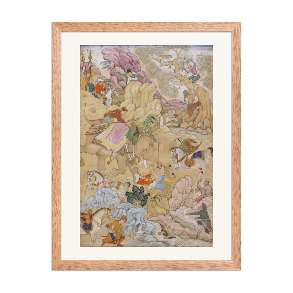 Jahangir's Lion Hunt | Restored Mughal Wall Art — view 3