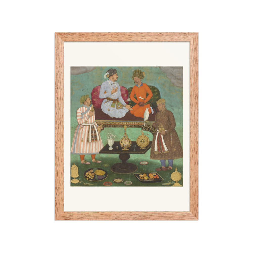 Jahangir and Shah Abbas Dining Together — Mughal Album Folio | Restored Mughal Wall Art — view 2