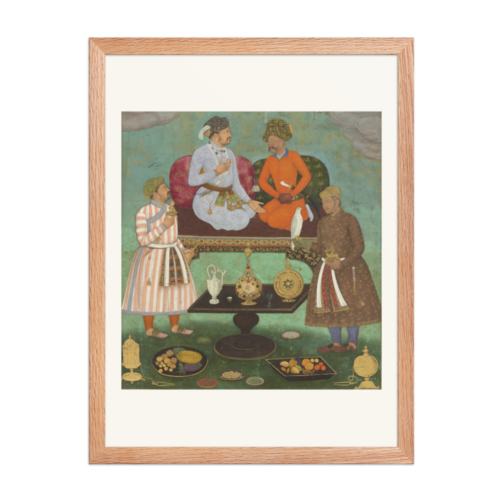 Jahangir and Shah Abbas Dining Together — Mughal Album Folio | Restored Mughal Wall Art — view 5