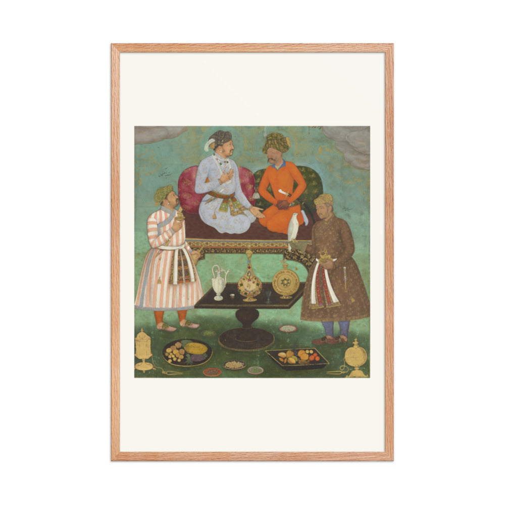 Jahangir and Shah Abbas Dining Together — Mughal Album Folio | Restored Mughal Wall Art — view 8