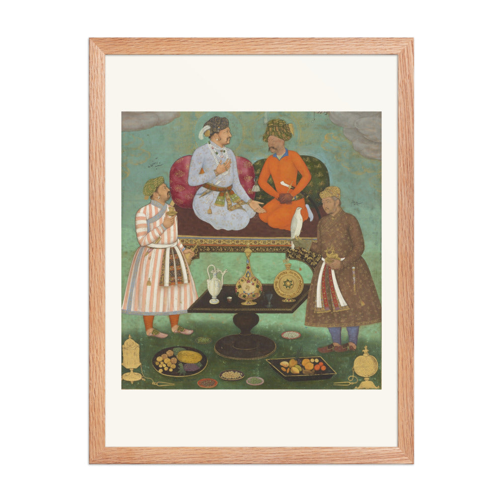 Jahangir and Shah Abbas Dining Together — Mughal Album Folio | Restored Mughal Wall Art — view 3