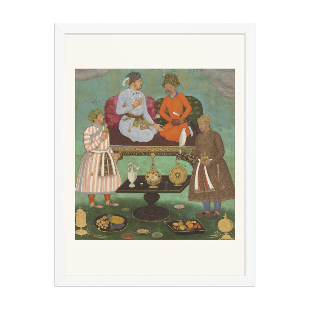Jahangir and Shah Abbas Dining Together — Mughal Album Folio | Restored Mughal Wall Art — view 5