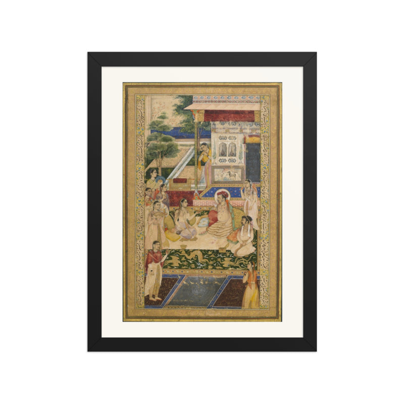 Jahangir and Prince Khurram Entertained by Nur Jahan | Restored Mughal Wall Art