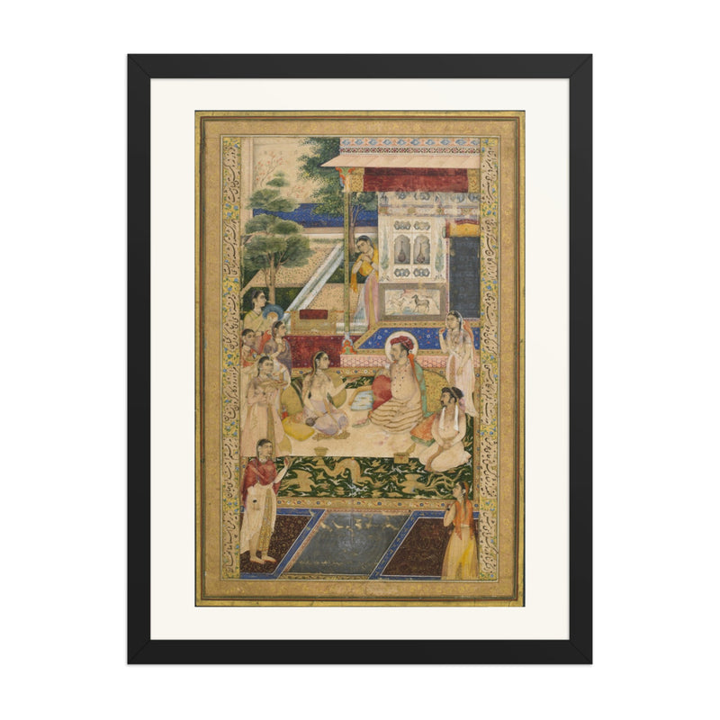Jahangir and Prince Khurram Entertained by Nur Jahan | Restored Mughal Wall Art