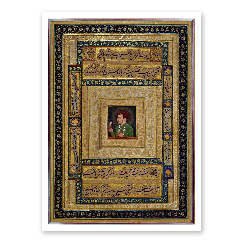 Emperor Jahangir Holding a Painting of the Madonna | Restored Mughal Wall Art — view 7