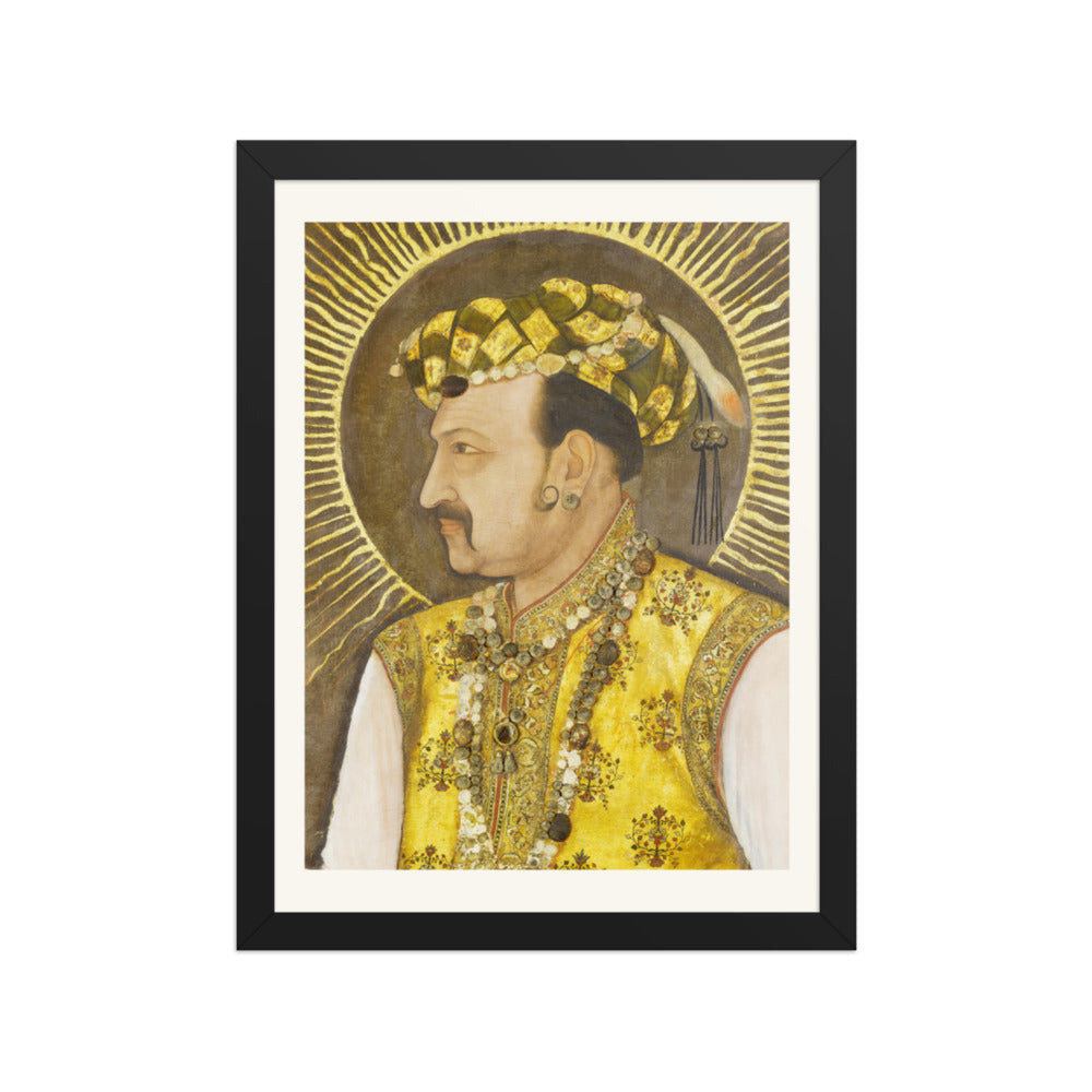Emperor Jahangir with Radiant Halo | Restored Mughal Wall Art — view 2