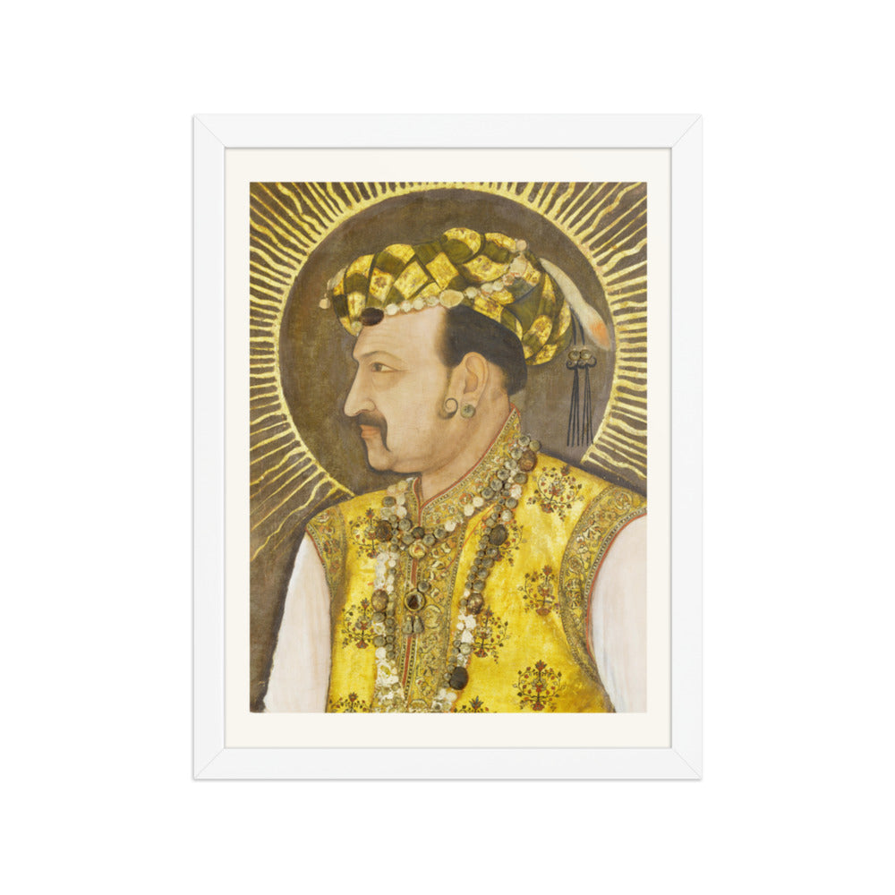 Emperor Jahangir with Radiant Halo | Restored Mughal Wall Art — view 6