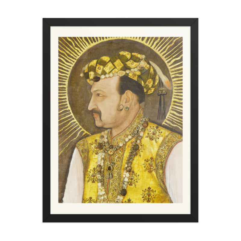 Emperor Jahangir with Radiant Halo | Restored Mughal Wall Art