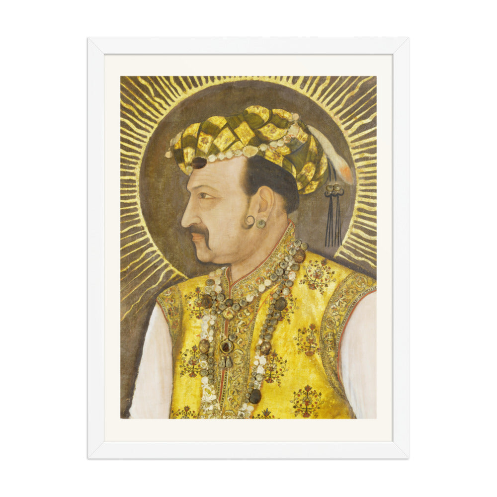 Emperor Jahangir with Radiant Halo | Restored Mughal Wall Art — view 5