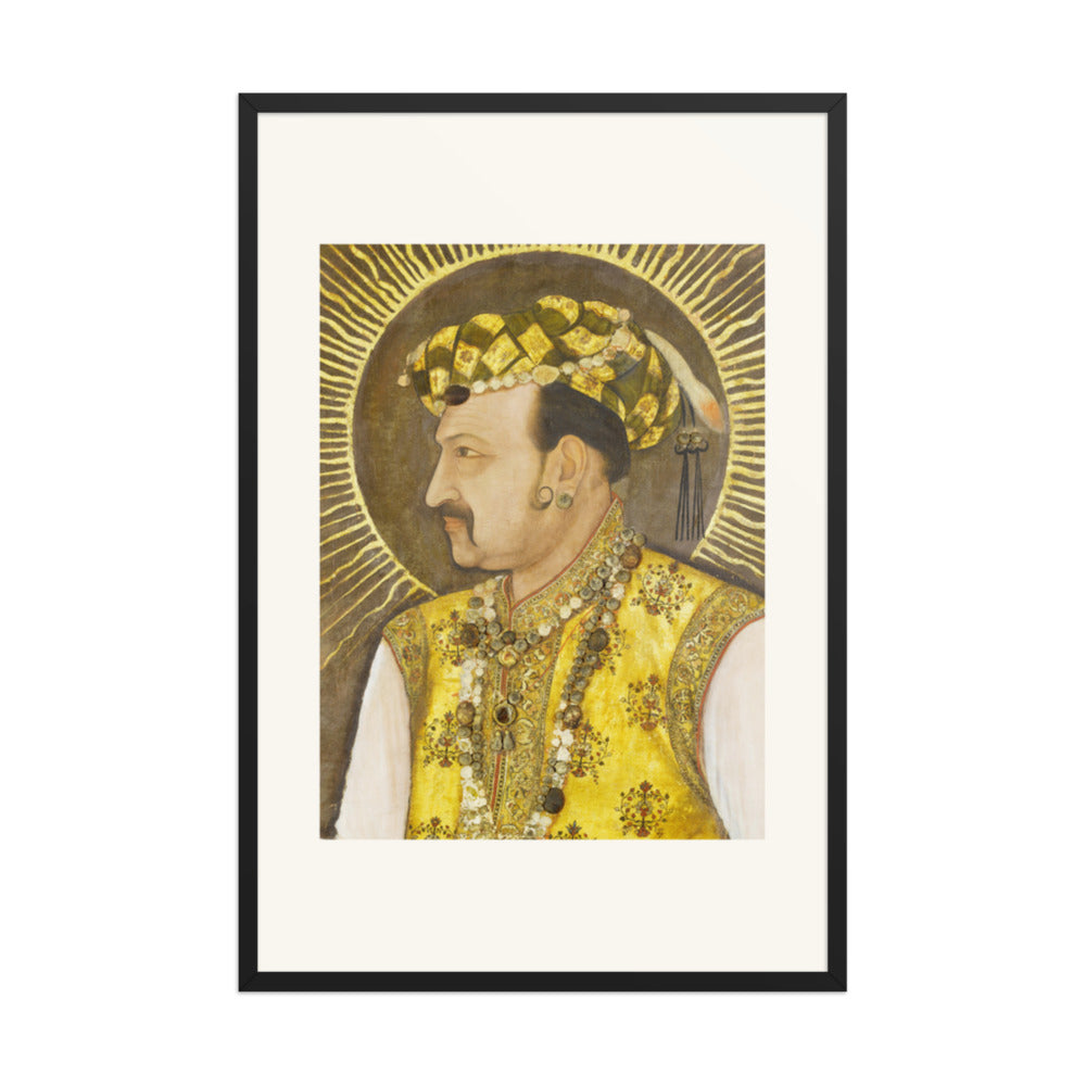 Emperor Jahangir with Radiant Halo | Restored Mughal Wall Art — view 8
