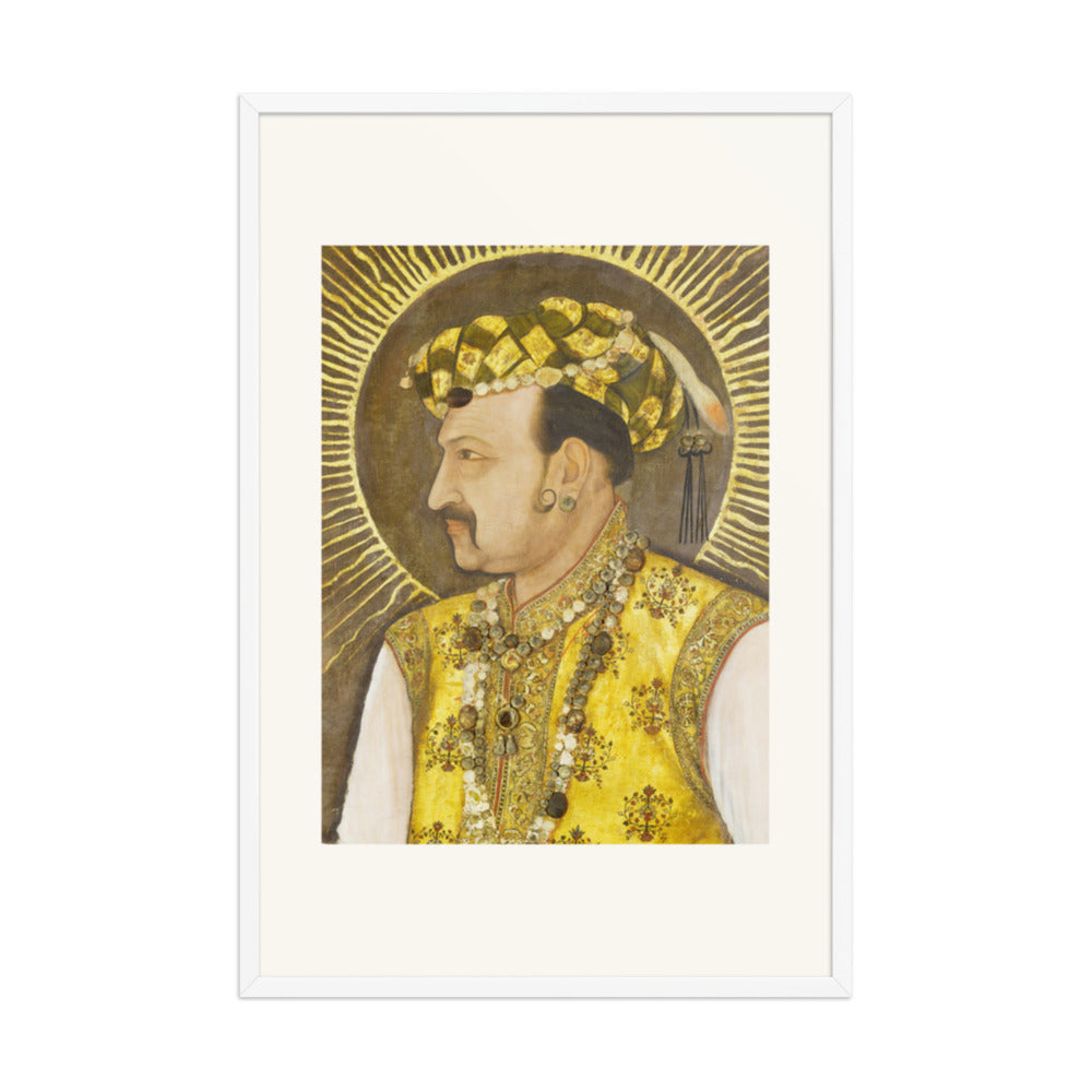 Emperor Jahangir with Radiant Halo | Restored Mughal Wall Art — view 10