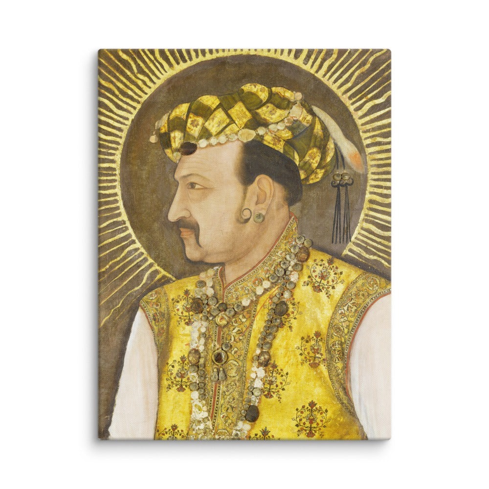 Emperor Jahangir with Radiant Halo | Restored Mughal Wall Art — view 13