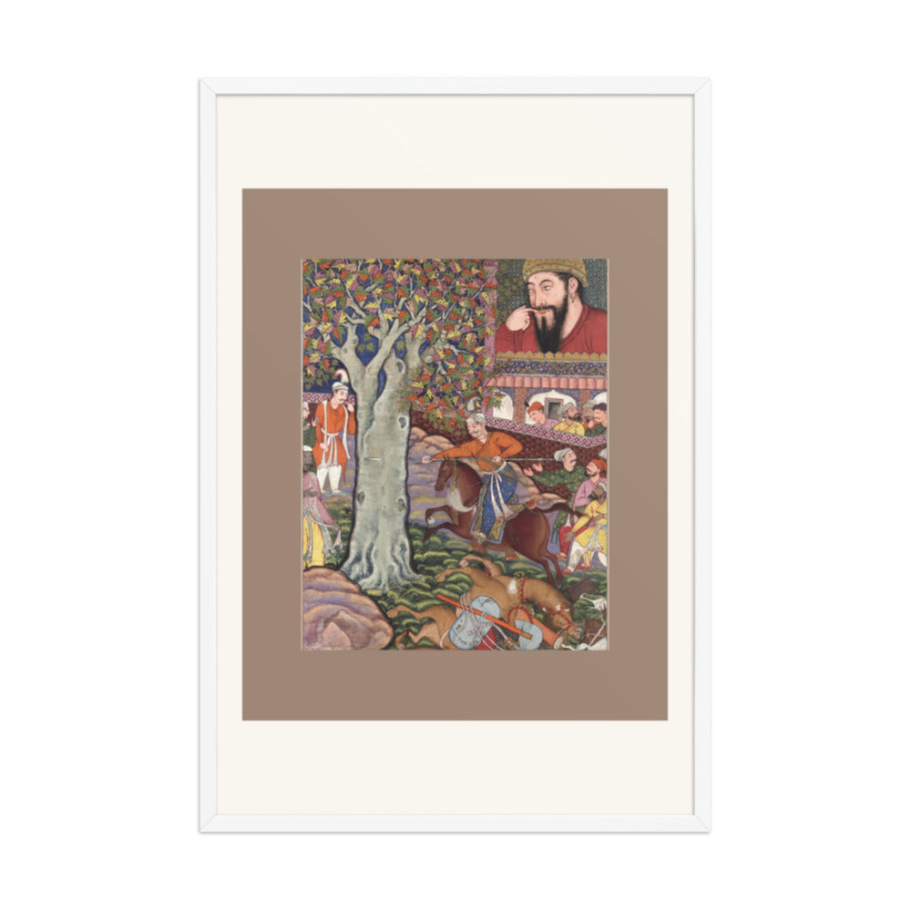 Mahlaj Demonstrates His Skill Before Zumurrud Shah — Hamzanama Folio | Restored Mughal Wall Art — view 10