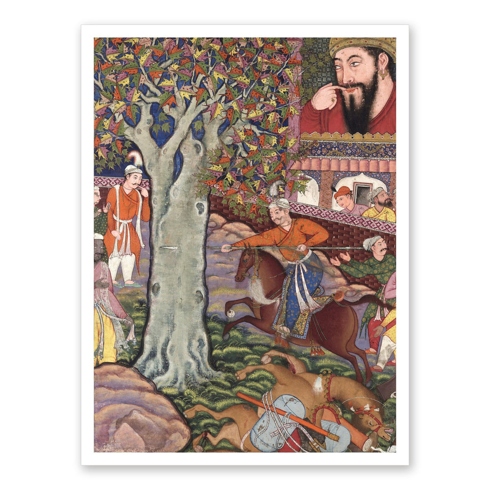Mahlaj Demonstrates His Skill Before Zumurrud Shah — Hamzanama Folio | Restored Mughal Wall Art — view 7