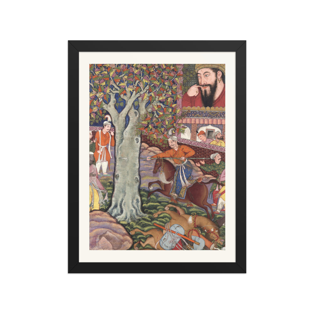 Mahlaj Demonstrates His Skill Before Zumurrud Shah — Hamzanama Folio | Restored Mughal Wall Art — view 2