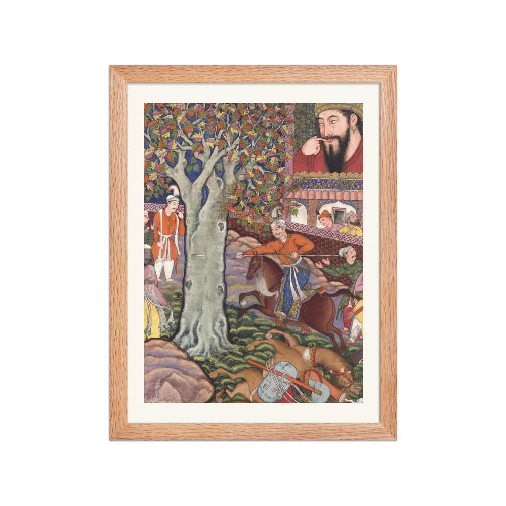 Mahlaj Demonstrates His Skill Before Zumurrud Shah — Hamzanama Folio | Restored Mughal Wall Art — view 4