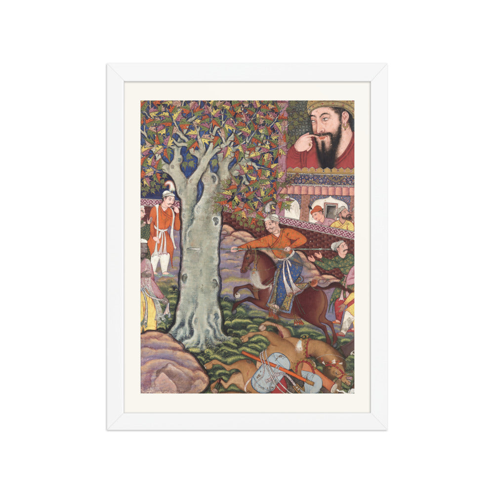 Mahlaj Demonstrates His Skill Before Zumurrud Shah — Hamzanama Folio | Restored Mughal Wall Art — view 6