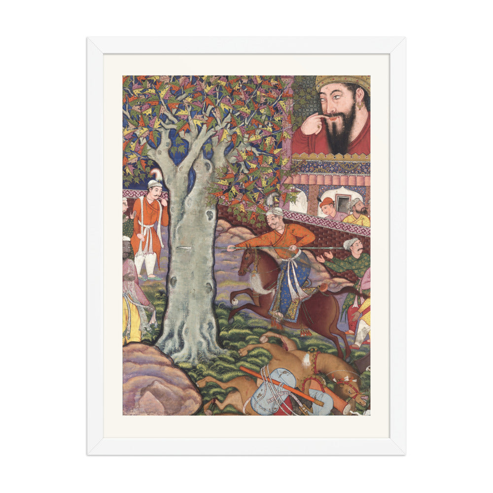 Mahlaj Demonstrates His Skill Before Zumurrud Shah — Hamzanama Folio | Restored Mughal Wall Art — view 5