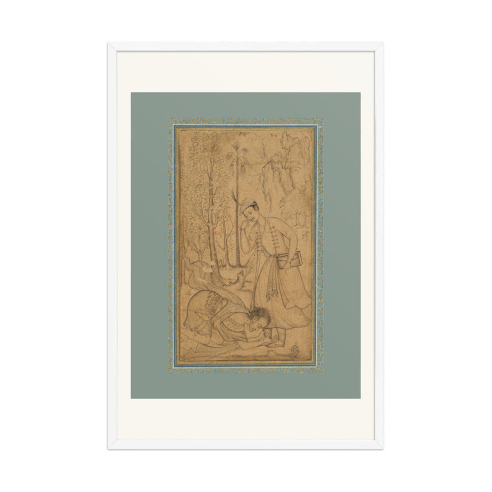 A Holy Man Prostrating Himself Before a Learned Prince | Restored Mughal Wall Art — view 10