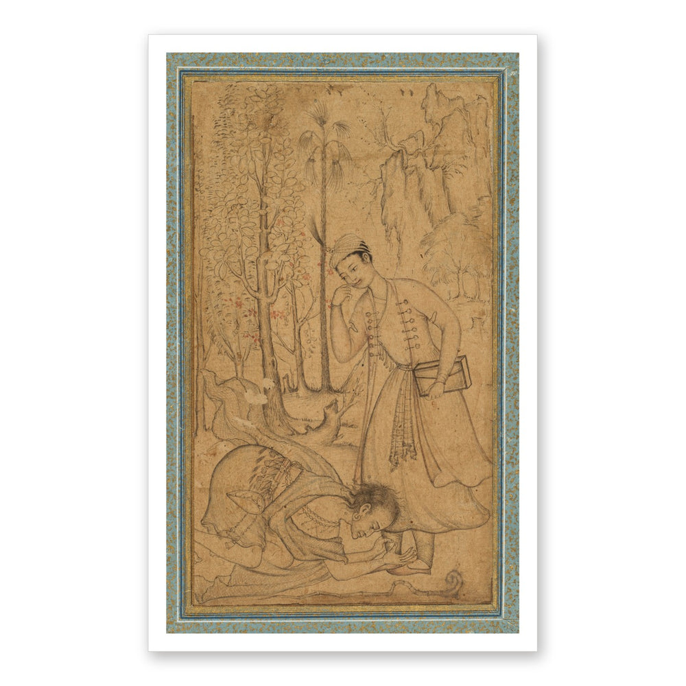 A Holy Man Prostrating Himself Before a Learned Prince | Restored Mughal Wall Art — view 7