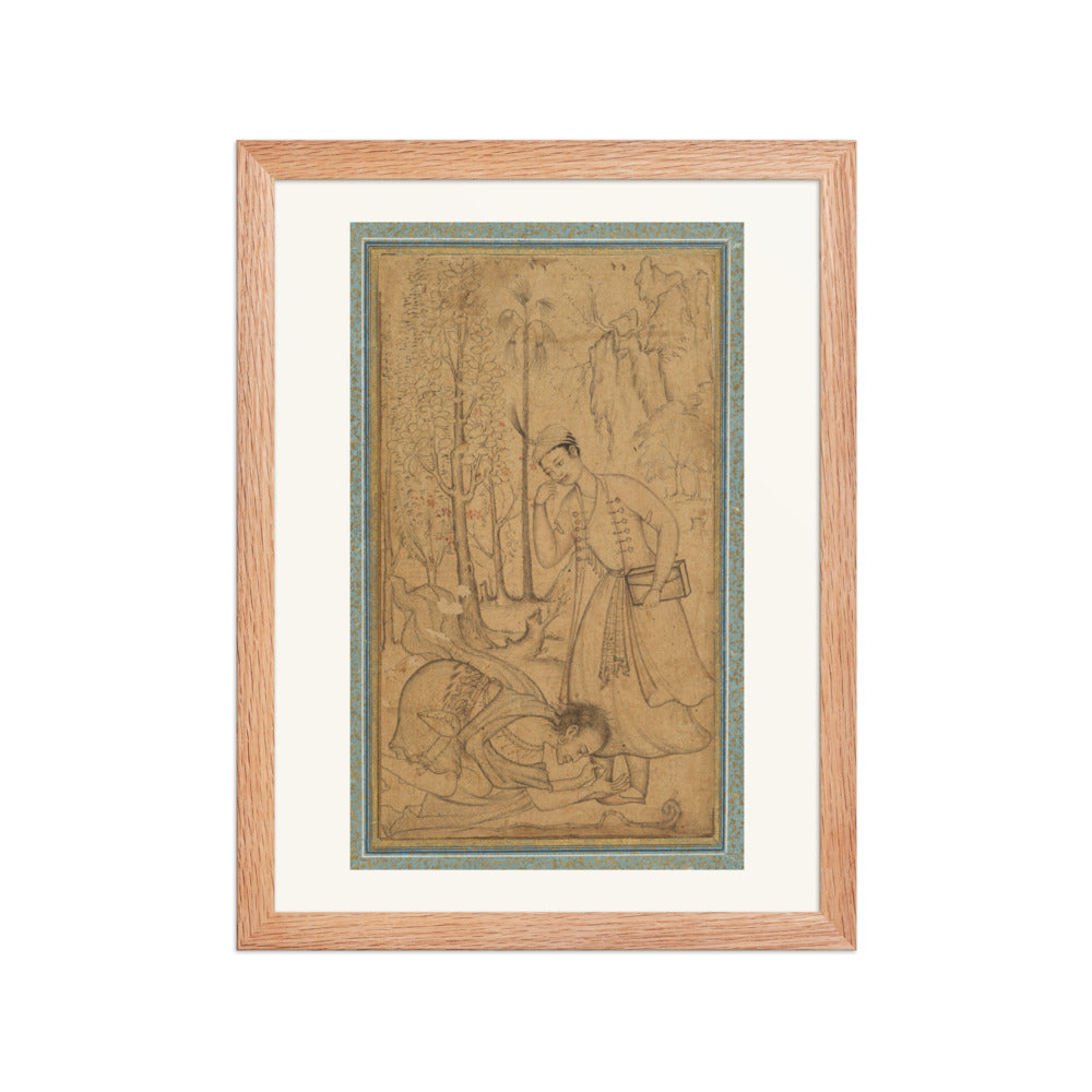 A Holy Man Prostrating Himself Before a Learned Prince | Restored Mughal Wall Art — view 4