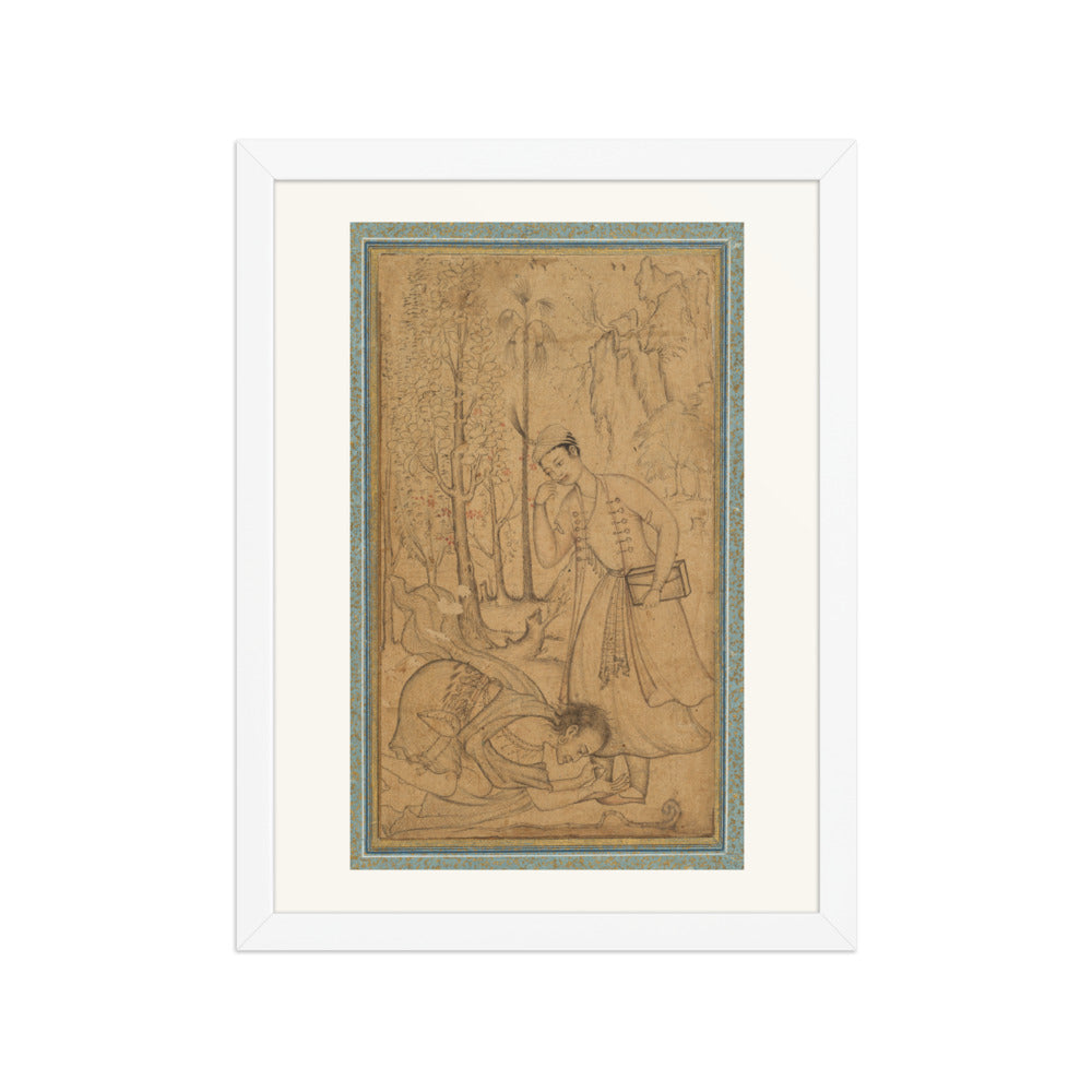 A Holy Man Prostrating Himself Before a Learned Prince | Restored Mughal Wall Art — view 6