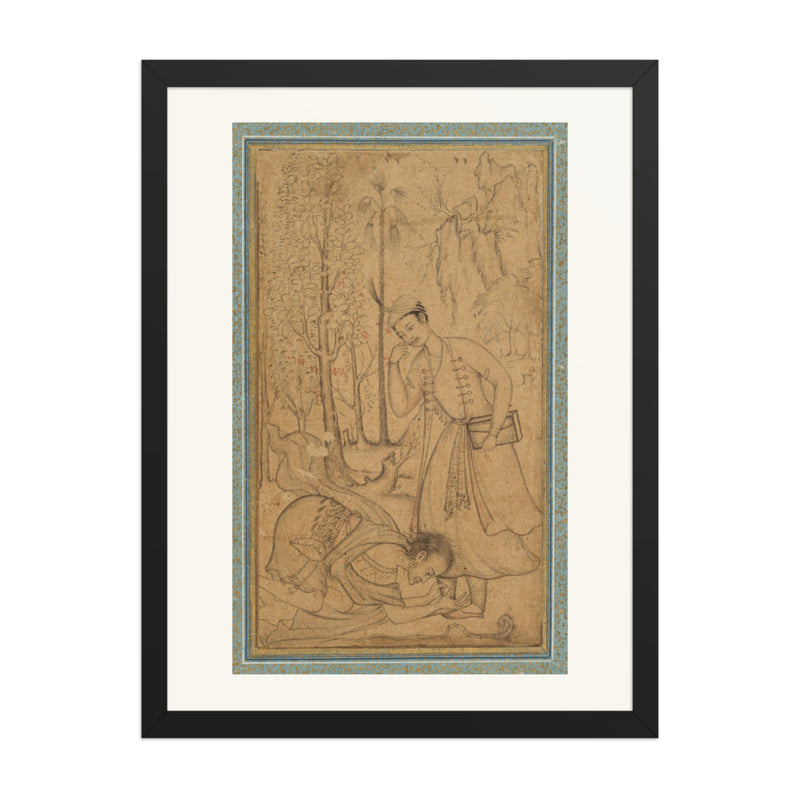 A Holy Man Prostrating Himself Before a Learned Prince | Restored Mughal Wall Art