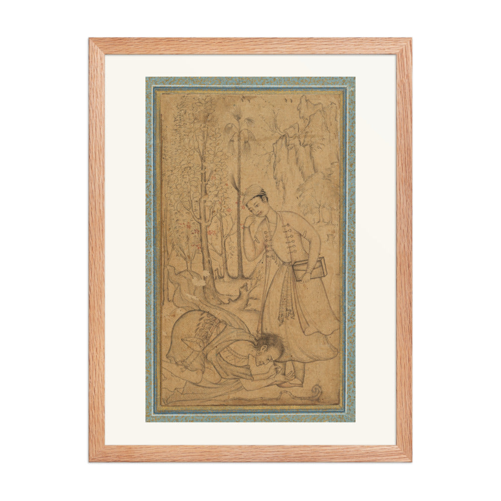 A Holy Man Prostrating Himself Before a Learned Prince | Restored Mughal Wall Art — view 3