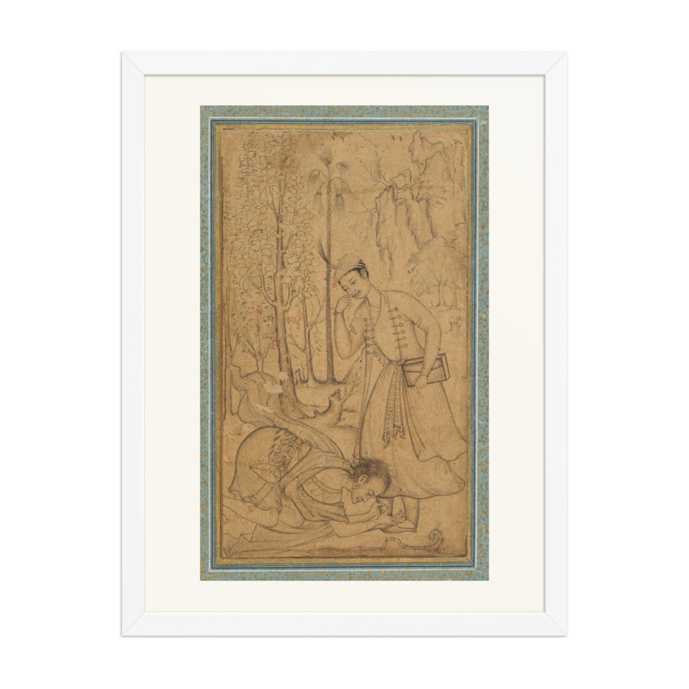 A Holy Man Prostrating Himself Before a Learned Prince | Restored Mughal Wall Art — view 5