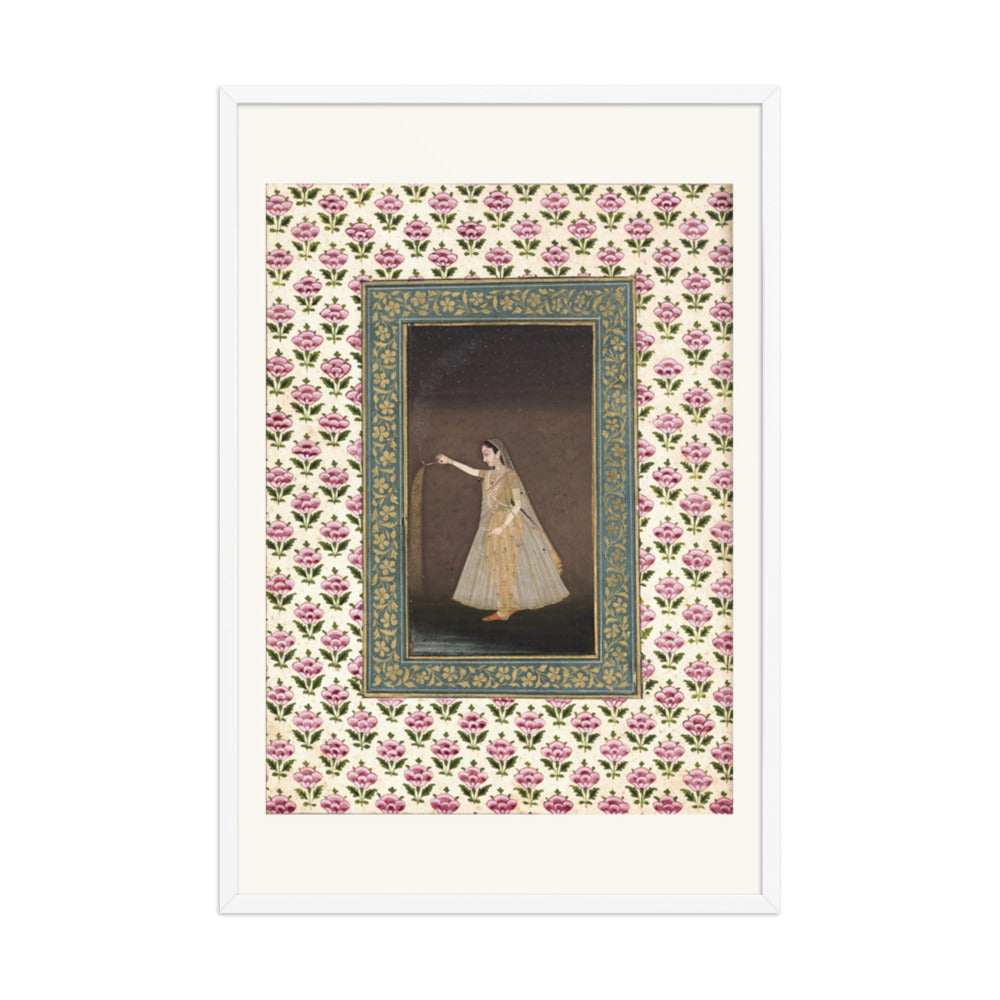 Lady Holding a Sparkler — Mughal Album Folio | Restored Mughal Wall Art — view 14