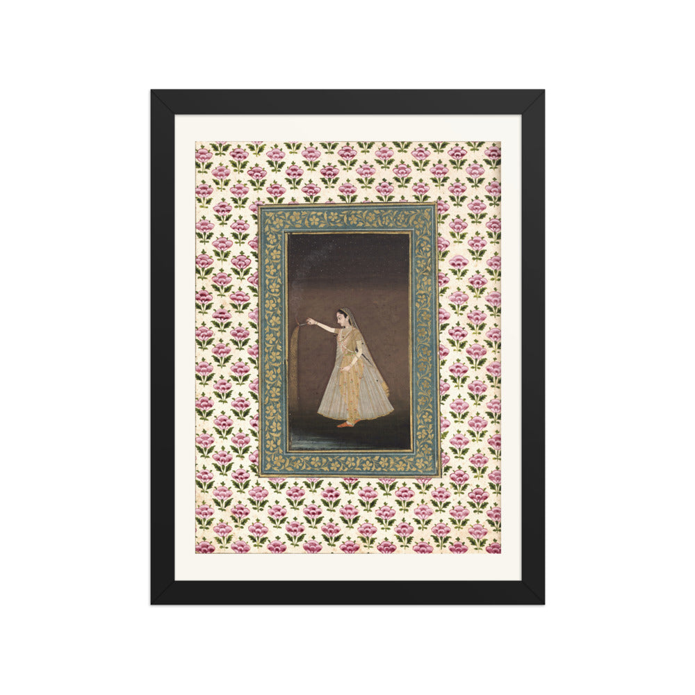 Lady Holding a Sparkler — Mughal Album Folio | Restored Mughal Wall Art — view 2