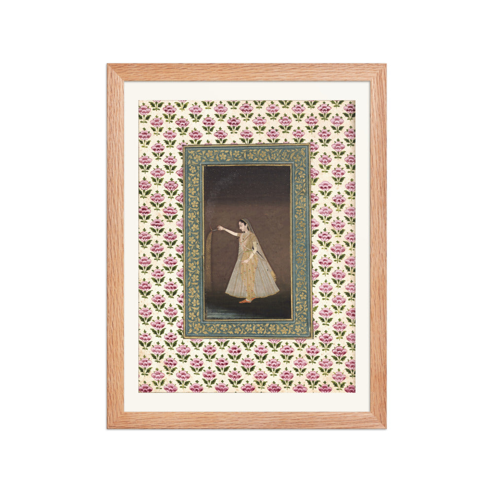 Lady Holding a Sparkler — Mughal Album Folio | Restored Mughal Wall Art — view 4